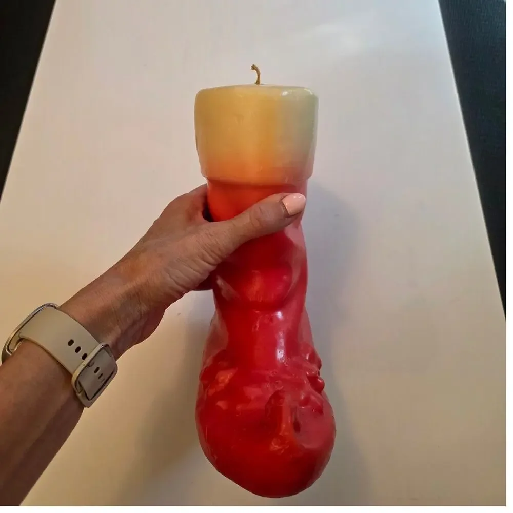 XL Vintage Santa Boot Unlit Candle Novelty Whimsical Christmas Holiday Rare READ